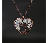 Pietra naturale 7 Chakra Reiki Guarigione Albero della Vita Pendente Della Collana Del Cuore Pendenti con gemme e perle Amuleto di Guarigione di Cristallo Dei Monili Delle Donne Regalo-opal