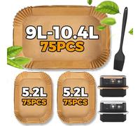 Pietuley 225 Piezas Papel Freidora Aire para Cosori 10L, Accesorios Freidora de Aire Papel Air Fryer Cuadrado Para Ninja Flex Drawer Dual AF500EU 10.4 L, Moldes Para Freidora de Aire
