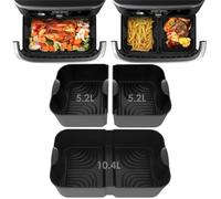 Pietuley 3 Grande Moldes Silicona Freidora de Aire para Ninja Foodi FlexDrawer AF500EU 10,4L /COSORI Dual Blaze TwinFry 10L, Accesorios Freidoras de Aire para Ninja AF500EUCP Horno Bandeja