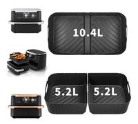Pietuley 3PCS Moldes Silicona Freidora de Aire para Ninja Foodi FlexDrawer AF500EU 10,4L /COSORI Dual Blaze TwinFry 10L, Accesorios Freidoras de Aire para Ninja AF500EUCP Horno Bandeja (Negro)