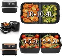 Pietuley 3PCS Moldes Silicona Freidora de Aire para Ninja Foodi FlexDrawer AF500EU 10,4L /COSORI Dual Blaze TwinFry 10L, Accesorios Freidoras de Aire para Ninja AF500EUCP Horno Bandeja (Negro)