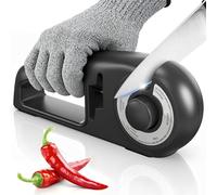 Pietuley 7 en 1 Afilador de Cuchillos Profesional , Knife Sharpener Afilador de Facas Manual para Cuchillos de Trinchar, de Sierra, Afilado de Cuchillas y Tijeras de Cerámica (Negro)