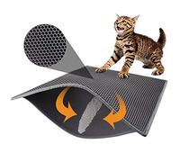 Pieviev Alfombra Arenero Gato Grande, Tapete Areia Gato Panal, 76x61cm Gris | alfombrilla arenero doble capa, atrapa arena y residuos, impermeable, recoge arena, fácil de limpiar, EVA cat litter mat