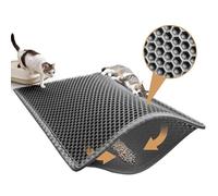 Pieviev Alfombra Arenero Gato Grande XXL, Tapete Areia Gato, 89x61cm Gris | alfombrilla arenero doble capa, panal atrapa arena y residuos, impermeable, recoge arena, elástico EVA cat litter mat