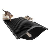 Pieviev Alfombra Arenero Gato Grande XXL, Tapete Areia Gato, 89x61cm Negro | alfombrilla arenero doble capa, panal atrapa arena y residuos, impermeable, recoge arena, elástico EVA cat litter mat