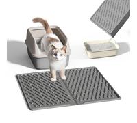 Pieviev Alfombra Gatos Arenero, 61x43cm Alfombrilla Arenero Gato de EVA, Esterilla Lavable para Caja de Arena - Recolección Eficiente, Gris