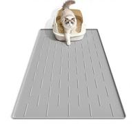 Pieviev Alfombra Gatos Arenero Silicona, 86 x 56 cm Alfombrilla Arenero, Tapete Areia Gatos Grande, Impermeable y Antideslizante Cat Litter Mat, Gris Claro