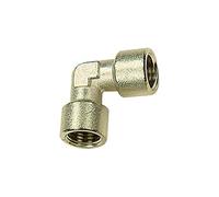 Pieza angular, interior/interior, M5, SW 9, presión de funcionamiento máx. 60 bar. Temperatura de funcionamiento máx. 150 °C, latón niquelado.