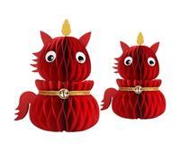 Pieza central para el año del caballo 2026 - Figura de caballo de papel tridimensional pequeña, decoración de fiesta de Año Nuevo Luna, modelo plegable de soporte magnético, arreglo tradicional de