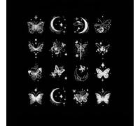 Pieza De 16 Pegatinas De Tatuaje Temporal De Mariposa En Forma De Media Luna, Para Mujeres Y Hombres, Con Patrón Pequeño De Hierba, Semipermanentes Y Con Una Duración De 2 Semanas.