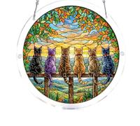 Pieza de arte de decoración moderna de 18,5 cm de diámetro con cadena de metal para colgar en la ventana, letreros acrílicos, atrapador de rompecabezas, luz solar, arte reflectante