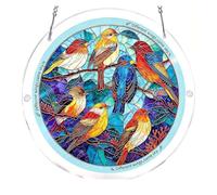 Pieza de arte de decoración moderna de 18,5 cm de diámetro con cadena de metal para colgar en la ventana, letreros acrílicos, atrapador de rompecabezas, luz solar, arte reflectante