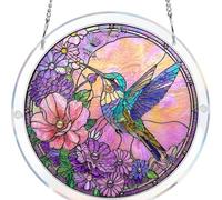 Pieza de arte de decoración moderna de 18,5 cm de diámetro con cadena de metal para colgar en la ventana, letreros acrílicos, atrapador de rompecabezas, luz solar, arte reflectante