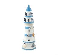 Pieza de decoración de faro de madera hecha a mano, adorno costero único para el hogar, perfecto para estantes o exhibición de mesa (30 centímetros)