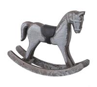 Pieza de decoración de madera de caballo balancín para estante escandinavo de espacio de vida, mantel, estilo de exhibición (gris)