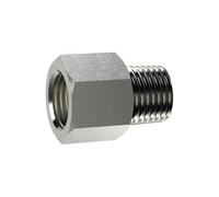 Pieza de extensión corta, R 1/4 a, G 3/8 I, SW 22, latón niquelado, presión de trabajo máx. 25 bares, temperatura de funcionamiento Máx. 150 °C.