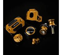 Pieza de Motocicleta Cubierta Protectora De Depósito Líquido Freno Delantero Y Trasero Aluminio para Yamaha MT-07 MT07 2014-2023 Carretes Válvula Neumático Llenado Aceite(Gold)