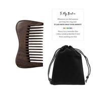 Pieza De Peine De Madera De Sandalia, 1 Pieza De Bolsa De Terciopelo Y Tarjeta De Felicitación De 1 Pie