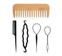 Pieza De Peine De Pasto De Madera, Columna De Cabello De 4 Partes, Peine Rizado Sin Mano, Peine Reutilizable, Universal Para Hombres Y Mujeres, Peinado Y Herramientas De Peinado