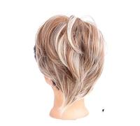 Pieza de pelo de moño desordenado Extensión de cola de caballo de moño de pelo sintético, postizo recto Extensiones de moño de cola de caballo completamente cortas Accesorios para el cabello Elástic