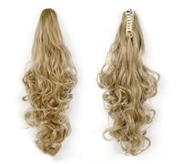 Pieza de pelo de Moño Desordenado para Mujer Cola de Caballo ondulada larga, Clip de garra grande, pinza de pelo ondulado, extensión de cabello, cola de caballo sintética resistente al calor, peluca f