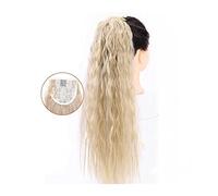 Pieza de pelo de Moño Desordenado para Mujer Extensión de pelo de cola de caballo con ondas de maíz de 22 pulgadas de largo, coleta rizada esponjosa sintética, pinza for el pelo, peluca for mujer, moñ