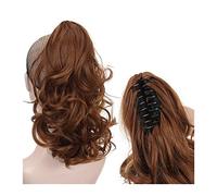 Pieza de pelo de Moño Desordenado para Mujer Extensiones de cabello de cola de caballo ondulado corto Clip de garra de cola de caballo sintética for mujer for uso diario peluca de cola de caballo de f
