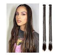 Pieza de pelo de moño desordenado para mujer, Extensiones de cabello trenzado a la moda, 2 piezas Trenzas for bebés Flequillo lateral delantero Clip trenzado triple largo en postizos trenzados Cabello