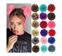 Pieza de pelo de moño desordenado para mujer, Messy Bun Hair Piece Chignon Ondulado Rizado Elástico Banda de goma Hair Bun Scrunchies Extensiones Sintético Tousled Updo Hairpieces for mujeres niñas,A