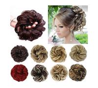 Pieza de pelo de moño desordenado para mujer, Messy Bun Hair Pieces for mujer, ondulado rizado moño extensión de cabello banda elástica sintético moño Updo pieza de cabello esponjoso moño Scrunchies A