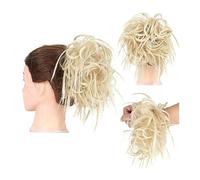 Pieza de pelo de moño desordenado para mujer, Tousled Updo Messy Bun Hair Piece Straight Curly Mix Extensiones de cola de caballo Fake Synthetic Elastic Band Scrunchies Hairpiece for mujeres niñas,Ac
