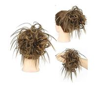 Pieza de pelo de moño desordenado para mujer, Tousled Updo Messy Bun Hair Piece Straight Curly Mix Extensiones de cola de caballo Fake Synthetic Elastic Band Scrunchies Hairpiece for mujeres niñas,Ac