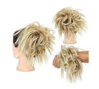 Pieza de pelo de moño desordenado para mujer, Tousled Updo Messy Bun Hair Piece Straight Curly Mix Extensiones de cola de caballo Fake Synthetic Elastic Band Scrunchies Hairpiece for mujeres niñas,Ac