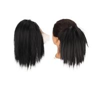 Pieza de pelo de moño Moño de pelo sintético for mujer, postizo de moño desordenado, extensión de cabello liso, coleteros con banda de goma elástica Piezas de cabello para mujeres(Natural Black)