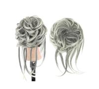 Pieza de pelo de moño Pieza de moño de pelo desordenado, coleteros largos Updo, extensión de cola de caballo, postizos ondulados, diadema de moño Piezas de cabello para mujeres(Ombre Gray)