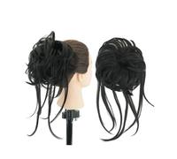 Pieza de pelo de moño Pieza de moño de pelo desordenado, coleteros largos Updo, extensión de cola de caballo, postizos ondulados, diadema de moño Piezas de cabello para mujeres(Negro)