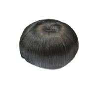 Pieza de pelo de moño Postizos sintéticos Updos esféricos moño con flequillo Clip en moño for el cabello almohadilla Donut banda de goma Color negro Piezas de cabello para mujeres(A Without Bangs)