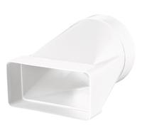 Pieza de transición 55 x 110 mm de diámetro 100 mm, color blanco, conector de tubo redondo de 100 mm/canal plano de 55 x 110 mm, sistema de ventilación, conexión para calefacción, refrigeración,