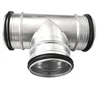 Pieza en T para canal en espiral, 90° DN:80 100 125 125 150 160 200, racor galvanizado y de acero inoxidable, pieza de derivación para ventilación y extracción de humos, tubo de ventilación, Plateado