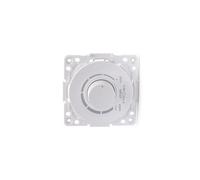 Pieza reguladora de intensidad LED, diseño blanco, compatible con sistemas europeos, ideal para controlar la iluminación en espacios.