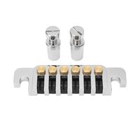Pieza trasera para puente de guitarra, pieza trasera reversible envolvente para puente de sillín para guitarras eléctricas estilo EPI, construcción de latón y hierro con 2 pernos, (Plata)