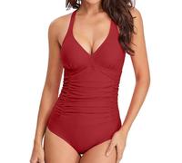 Pieza -Up Solid Bikini Bañar One Print Traje de baño Traje de baño Traje de baño Swimwears Tankinis Conjunto Bikini Talla Grande, Vino, L