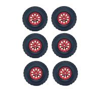 Piezas Actualización RC para WPL para B16 B36 para JJRC para Q60 Q63 Q64 6 Uds Metal Beadlock Rueda para Cubo Llanta Rubbr Neumático 6X6 RC Piezas De Mejora De Coche(Red)