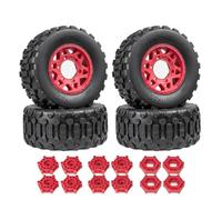 Piezas Automóviles RC para Traxxas para HSP para Tamiya para HPI RC Coche Todoterreno Corto Truc Goma 4 Uds Neumáticos 110mm Neumático 12/14/17mm Piezas Mejora Reemplazo Hexagonal(Red,Type 2)