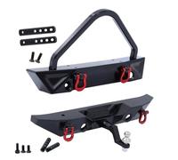 Piezas Coche RC para MN128 1/12 Parachoques Trasero Delantero Metal con Gancho Remolque Agujero Cabrestante Coche Trepador Control Remoto Mejoras Accesorios Componentes(Black,1set)
