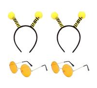 Piezas De Abejas Y 2 Piezas De Gafas Redondas, Correas De Chips De Elementos Animales, Accesorios De Juego De Roles, Accesorios Divertidos