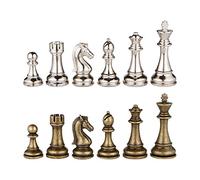 Piezas de ajedrez de metal de plata y bronce de Marte con King de 3 pulgadas y Extra Queens, solo piezas, sin tablero