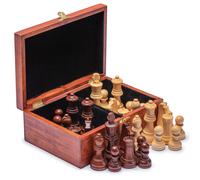 Piezas de ajedrez Husaria Staunton Tournament No. 6 con 2 reinas adicionales y caja de madera con reyes de 3,9 pulgadas