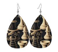 Piezas De Ajedrez Mujer Pendientes Piel Sintética Aretes Colgantes Pendientes