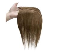 Piezas de cabello humano Remy para mujer, 7 x 11 cm, postizos atados a mano con base de encaje suizo, 30,5 cm (marrón)